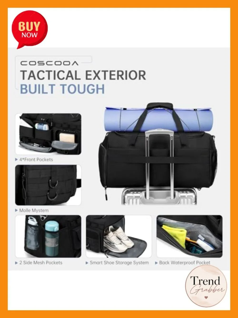 3-in-1 Tactical Gym Bag Carry On Luggage 22x14x9 Airline Approved
